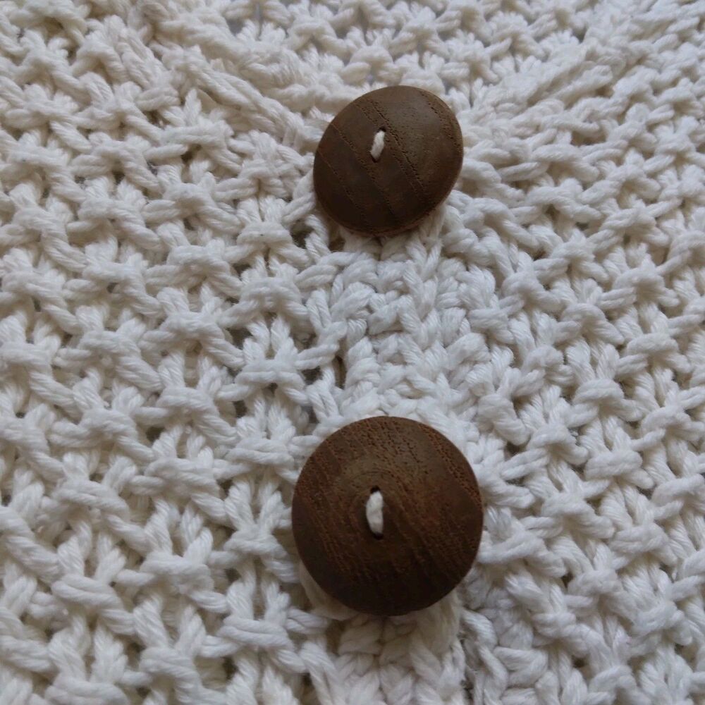 Vintage Rico Cropped Sweater Beige Button Up Short Sleeve Chunky Boho Peasant - Picture 4 of 11